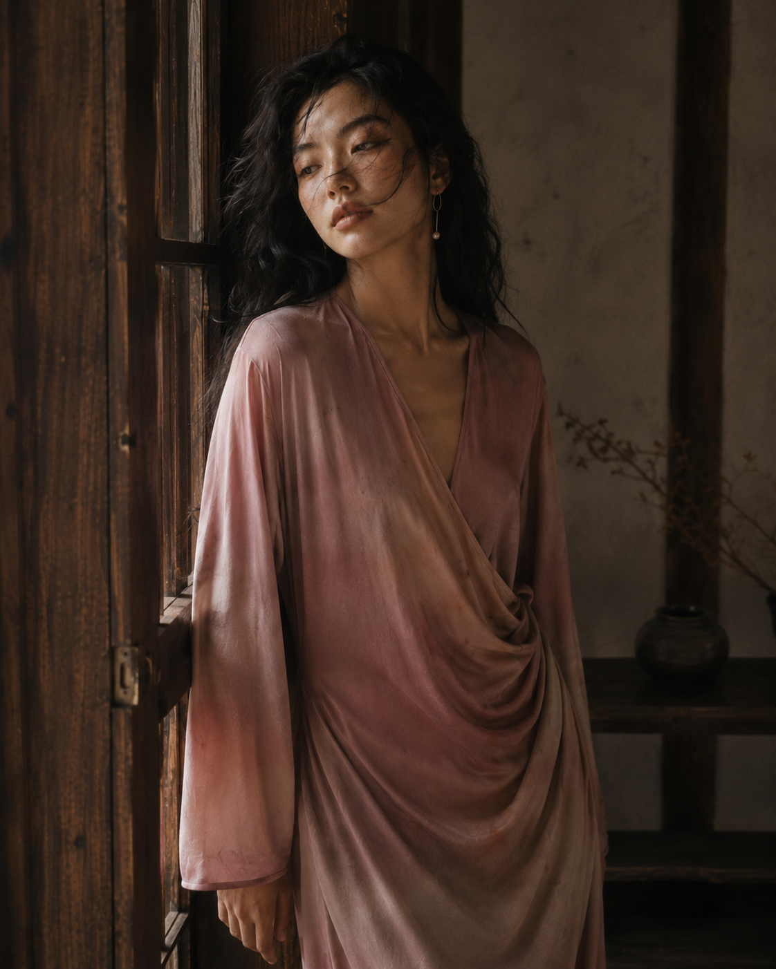Archive Draped Wrap Dress · Blush Silk