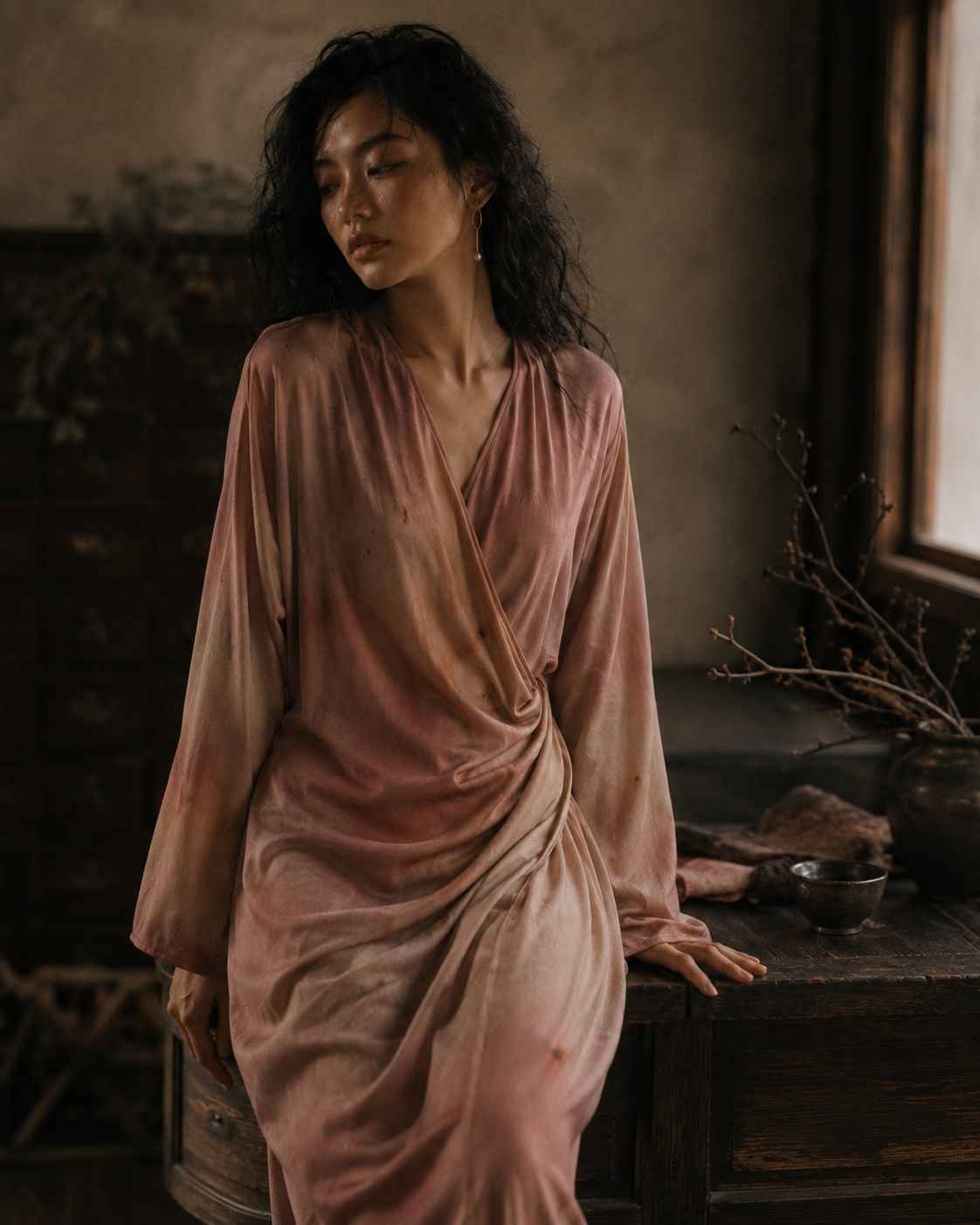 Archive Draped Wrap Dress · Blush Silk