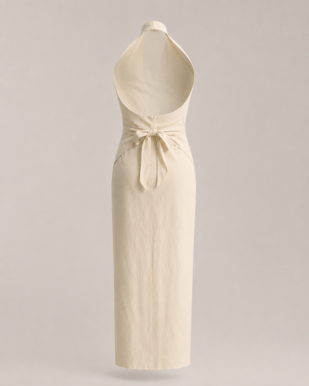 Archive Wrap Halter Dress · Silk Linen Ecru