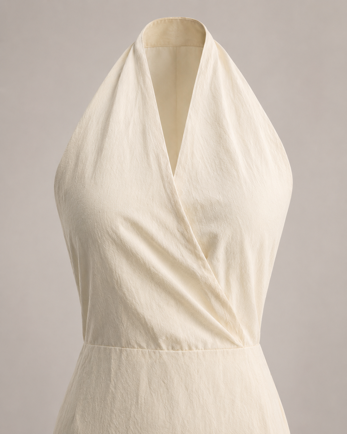 Archive Wrap Halter Dress · Silk Linen Ecru