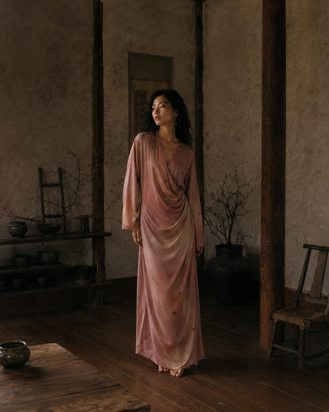 Archive Draped Wrap Dress · Blush Silk