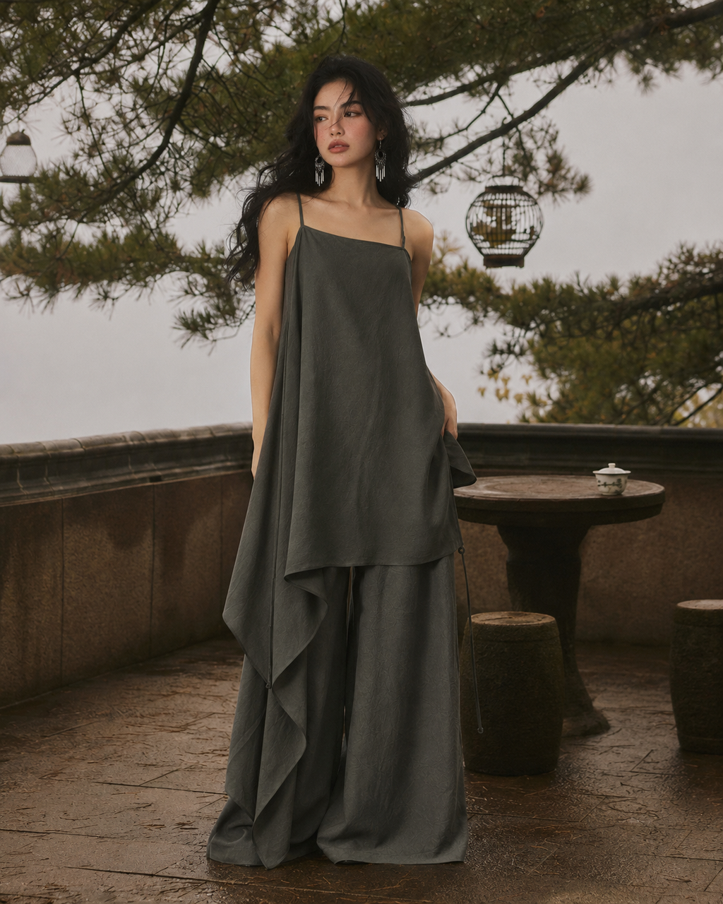 Ribbon Cami Set · Tencel Linen Gray — editorial, Soft Archive Drop 001