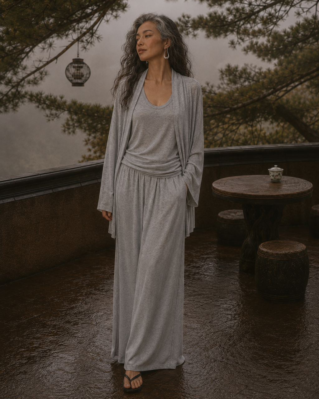 Mist Robe Three-Piece Set · Grey