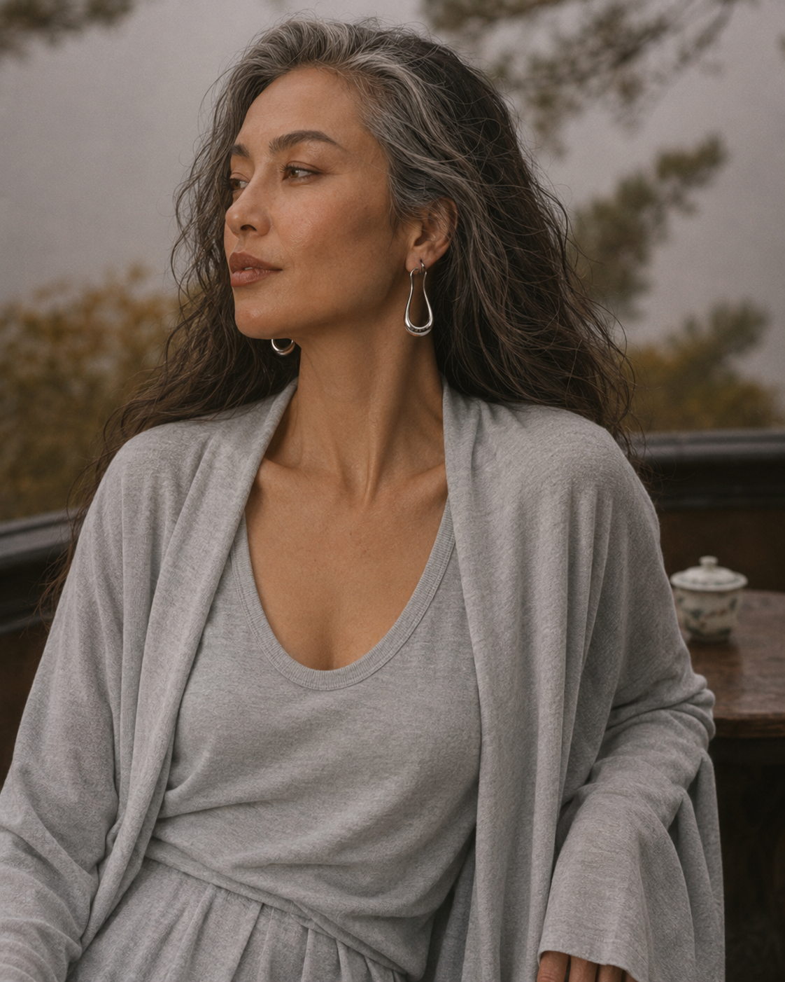 Mist Robe Three-Piece Set · Grey