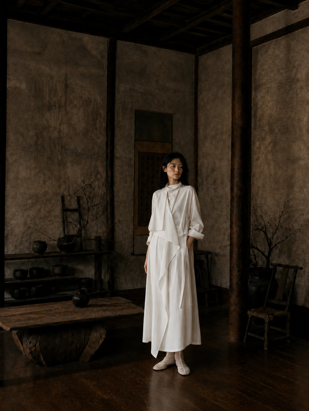 Archive Wrap Coat Dress · Natural White