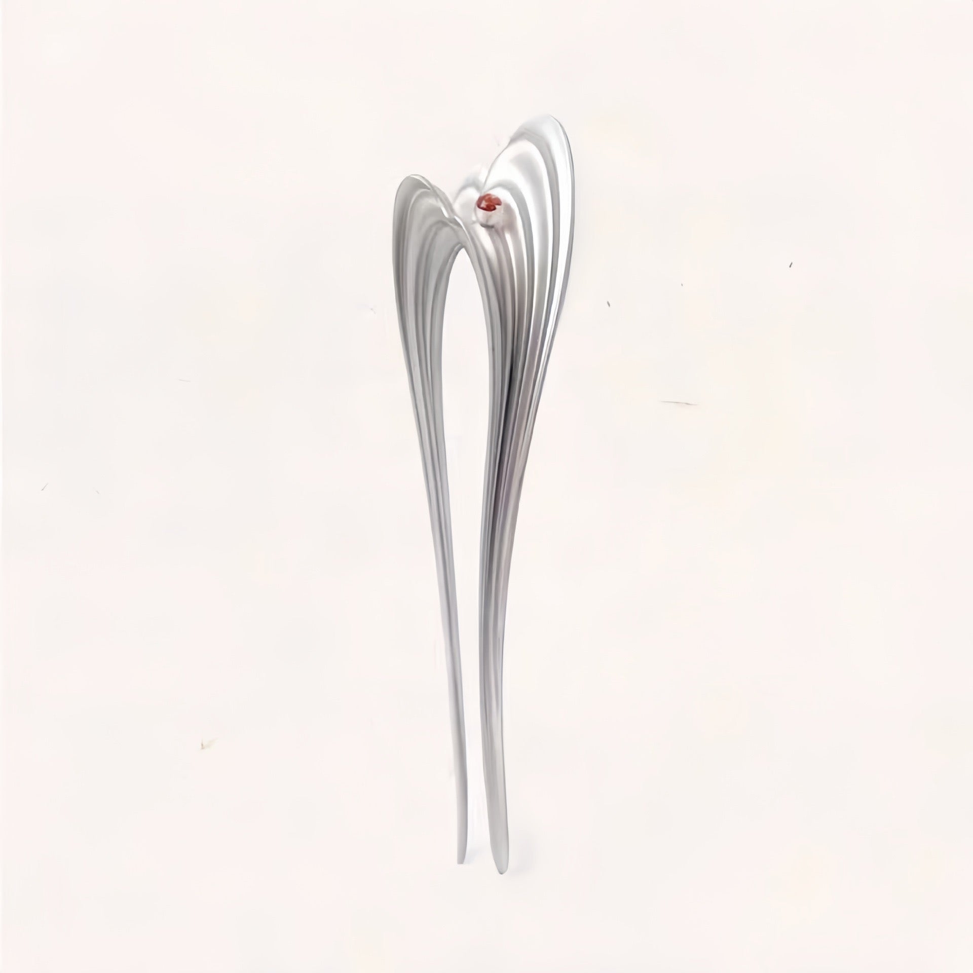 Archive Hair Fork in silver-plated metal with red stone detail