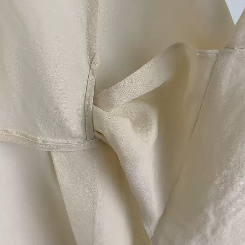 Archive Wrap Halter Dress · Silk Linen Ecru