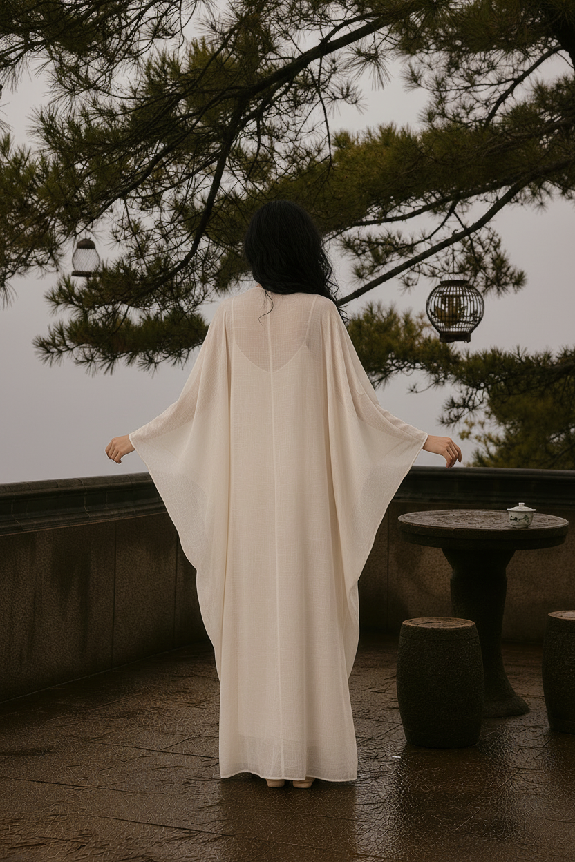 Cloud Sleeve Robe Set — round back neckline