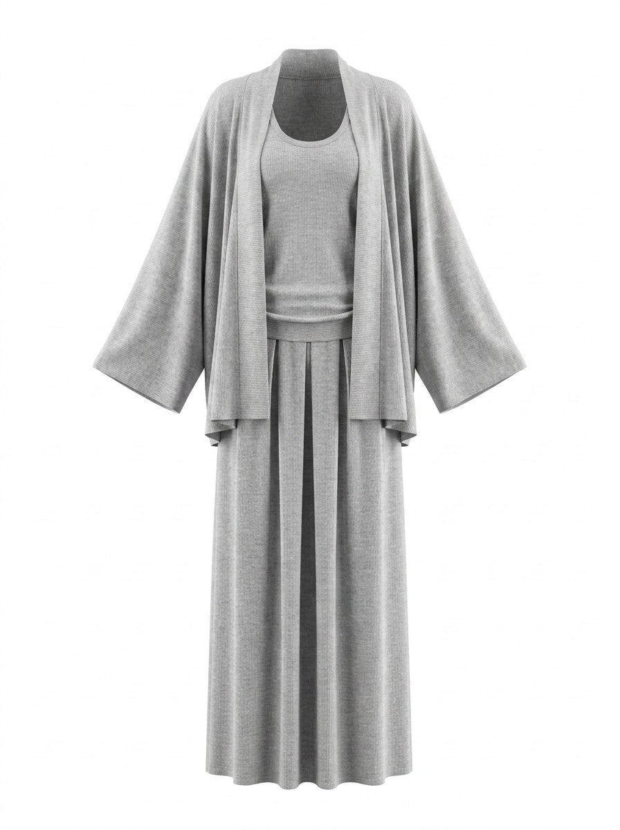 Mist Robe Three-Piece Set · Grey