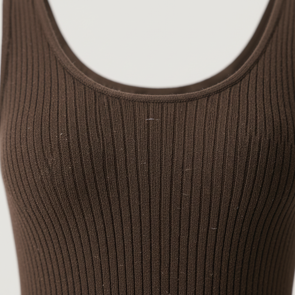 Ribbed Knit Set · Espresso — fabric texture close-up, acrylic lyocell linen blend