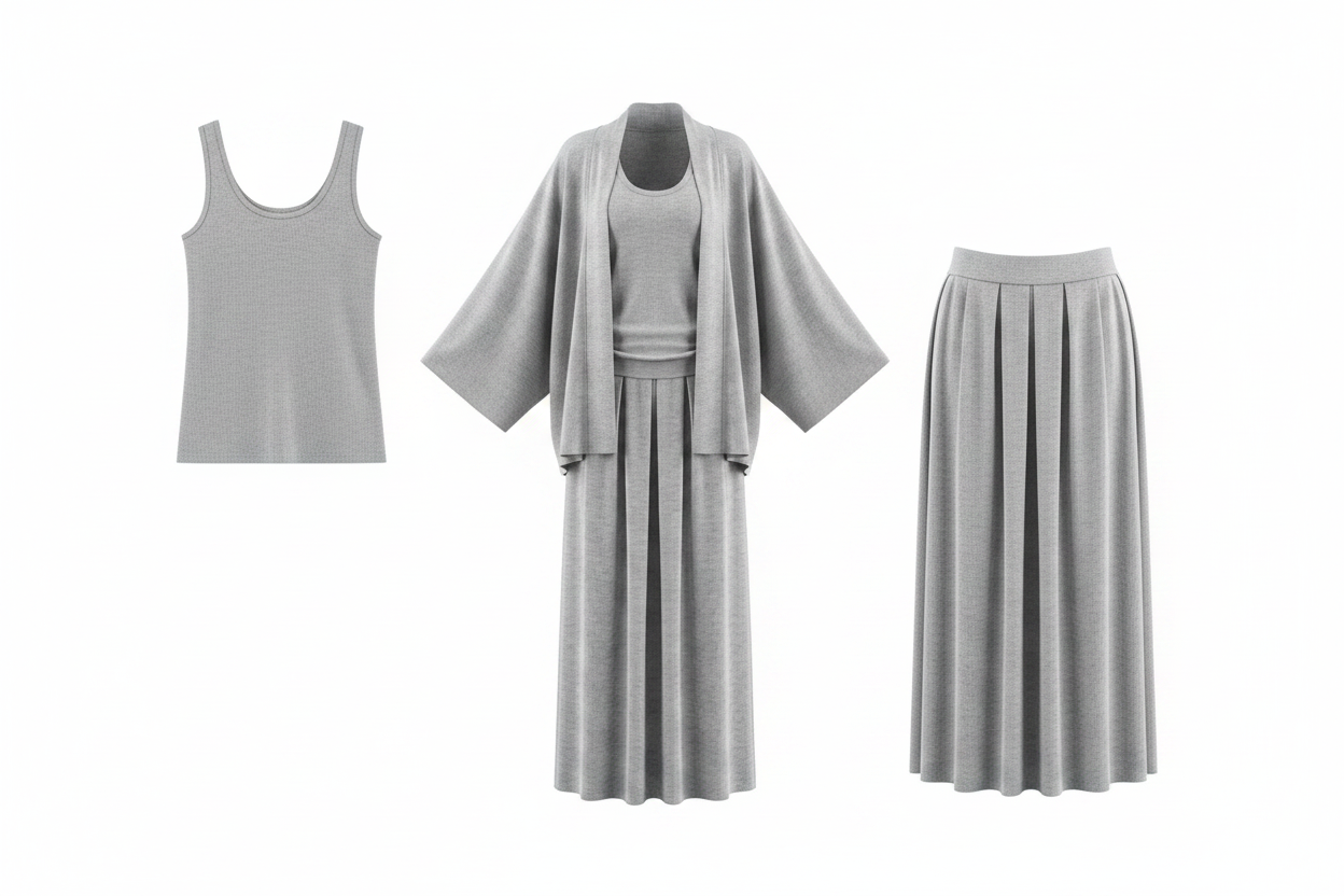 Mist Robe — Three Pieces Separated